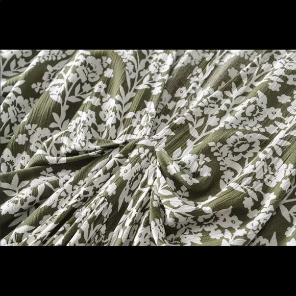 Green Leaf Floral Boho Gypsy Print Maxi Dress - Picture 8 of 9